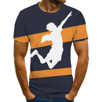 

Summer T shirt Men Streetwear Round Neck Short Sleeve Volleyball Junior Funny Male Clothes Casual Anime 3D Print Tshirt