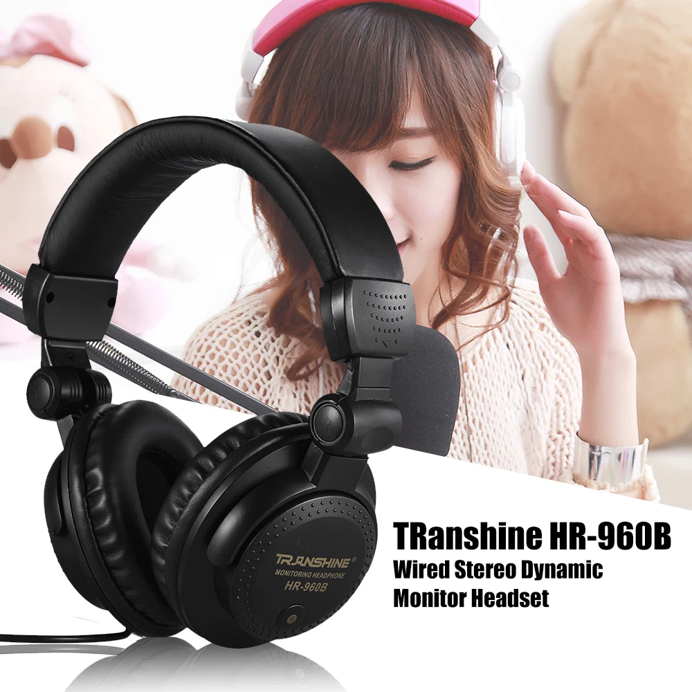 TRanshine HR-960B проводные стерео динамические мониторы наушники гарнитура для гитары ПК компьютер CD плеер Walkman MP3 MP4 наушники