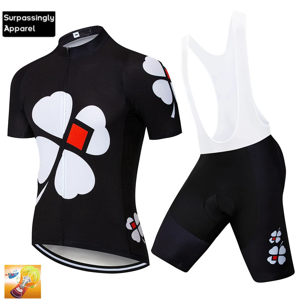 Racing Tour Team Men's Cycling Set Black Flower MTB Summer Short Sleeve Jersey Bike Riding Suit Ropa Ciclismo 16G Gel Pad | Спорт и