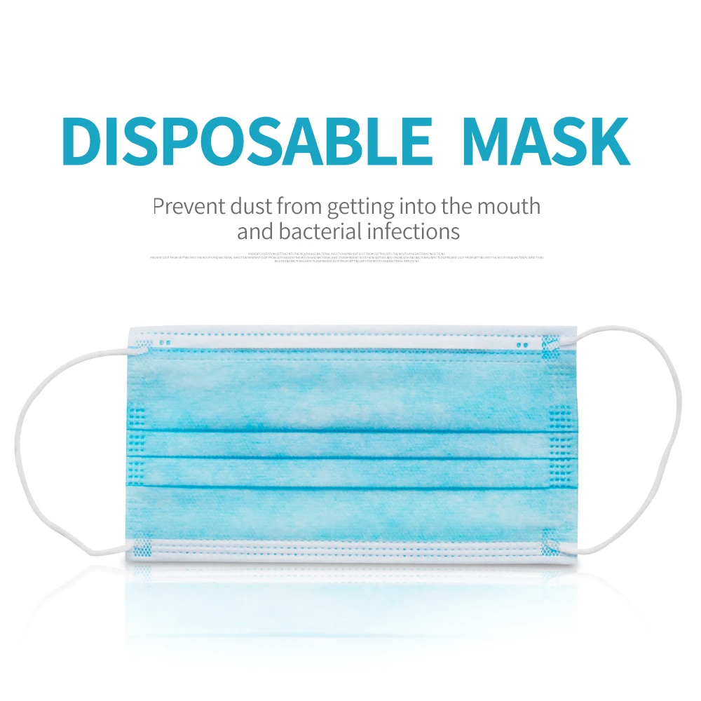 

50pcs Profession Disposable Mask with Hat Surgical 3-Ply Nonwoven Elastic Mouth Soft Breathable Face Mask Respirator Useful