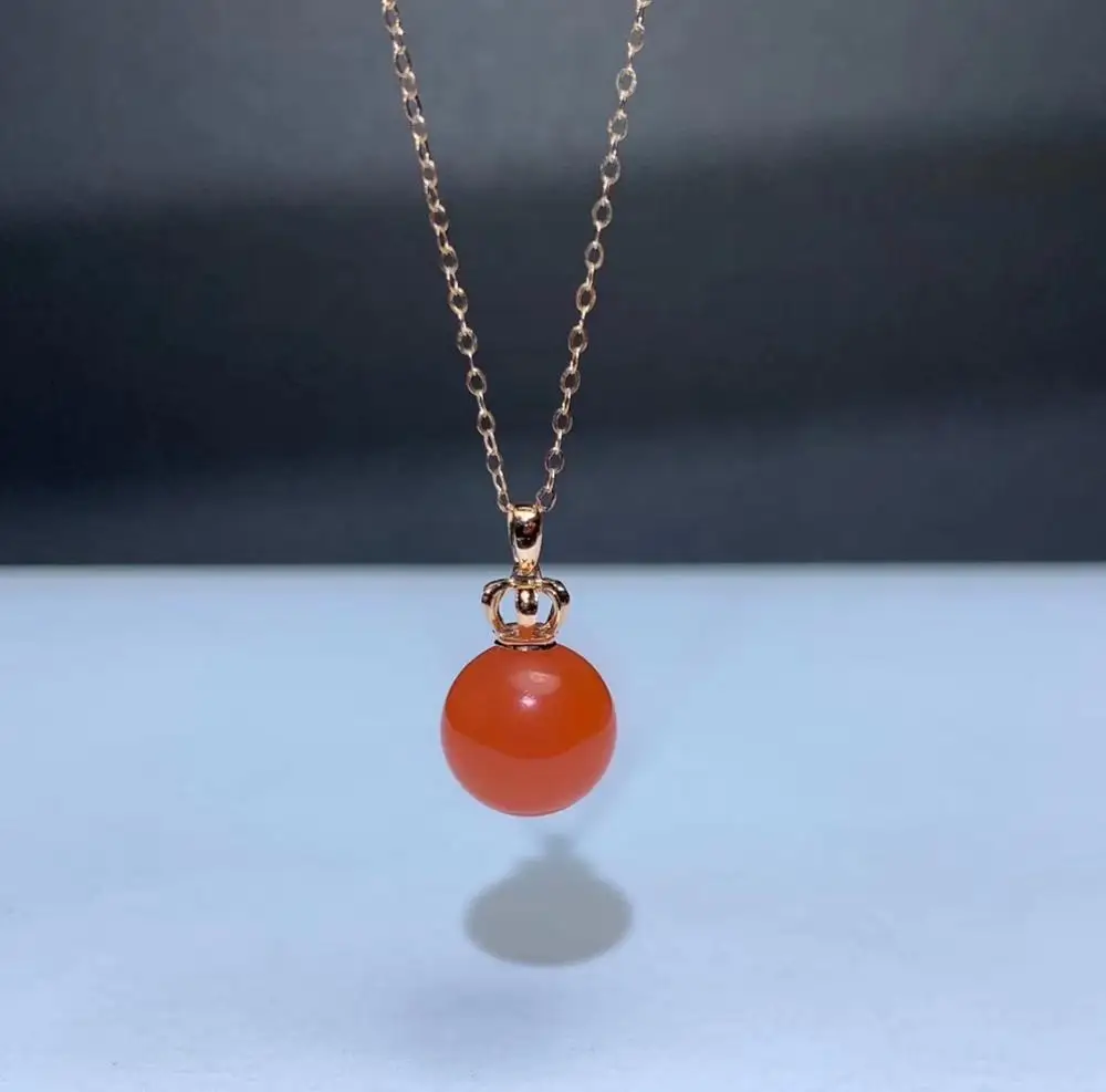 

shilovem 18K rose Gold real Natural south Red agate pendants no necklace fine plant Jewelry classic gift plant mymz1010888nh