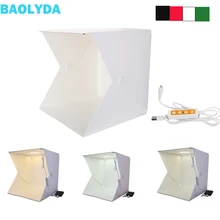 Baolyda студийное фото лайтбокс 40 х 40 студийная мини-светодиодный фотобокс световой короб для фотографии с двойной светодиодный и 4 цветные фоны