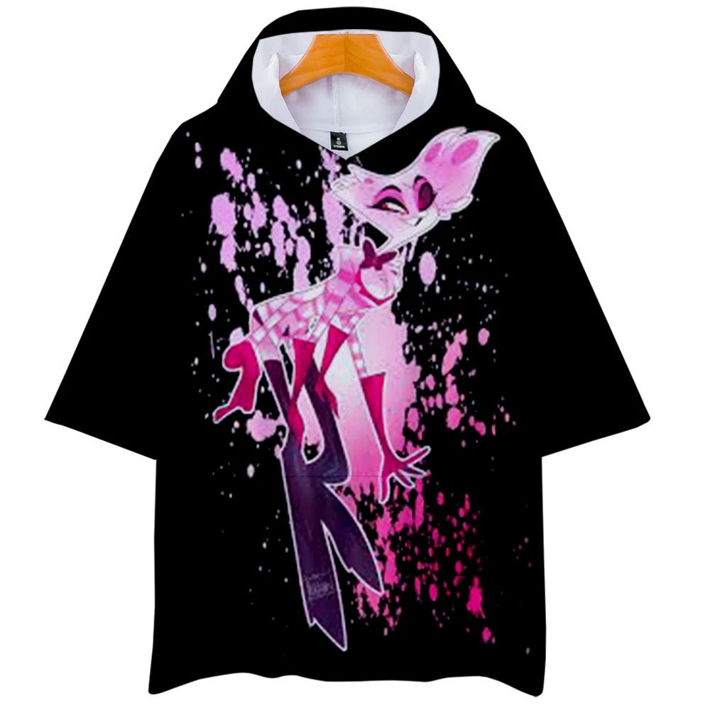 Hazbin отельные толстовки с капюшоном 3D новые с коротким рукавом летние Hazbin отельные футболки крутая и дышащая футболка с коротким рукавом Уличная одежда