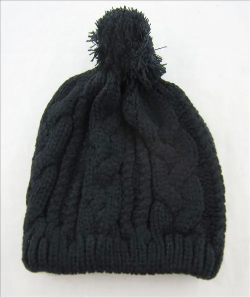 black hat Новинка, мужские зимние шапочки для женщин, шапка, шапочка с помпоном, мужская вязаная шерстяная шапка с ушками, теплая шапка Skullies - Цвет: black hat