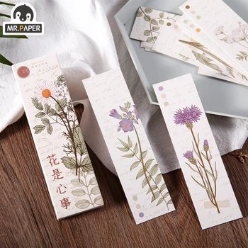 

Mr.Paper 30pcs/box Retro Flower Plant Irregular Bookmarks for Novelty Book Reading Maker Page Paper School Supplies Bookmarks