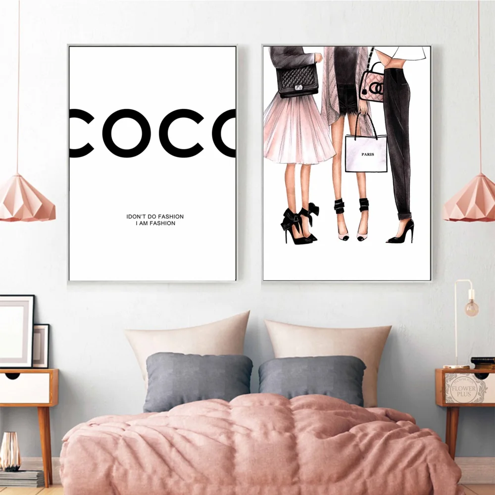 Fashion-Girl-Logo-Super-Model-Wall-Art-Canvas-Painting-Watercolor-Nordic-Posters-And-Prints-Wall-Pictures