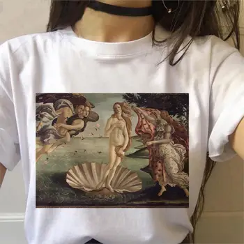 

Painting The Birth Of Venus Oil Painting Women Aesthetic Print T-shirt New 2020 Summer Leisure Harajuku Loose O-Neck Women's Tee