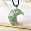 1PC Natural Crystal Pendant Tree Of Life Moon Shape Reiki Polished Mineral Jewelry Healing Stone For Men Women Jewelry Gift ► Photo 2/6