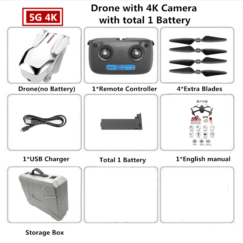 CSJ X7 Дрон с GPS 4K 5G бесщеточный Квадрокоптер с камерой Следуйте за мной RC вертолет профессиональные беспилотники Дрон VS X6 X9 - Цвет: W1 Epp Box