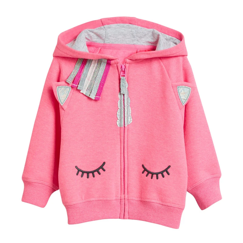 children's hype hoodie Baby Girl Clothes Toddler 2021 New Autumn Cotton Animal design zipper Sweatshirt Pink Hooded Sweater for Kids 2-7 Years children's sweatshirts