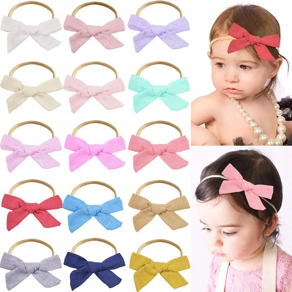 15pcs Baby Nylon Headbands And Bows, Super Soft & Stretchy Nylon Hair