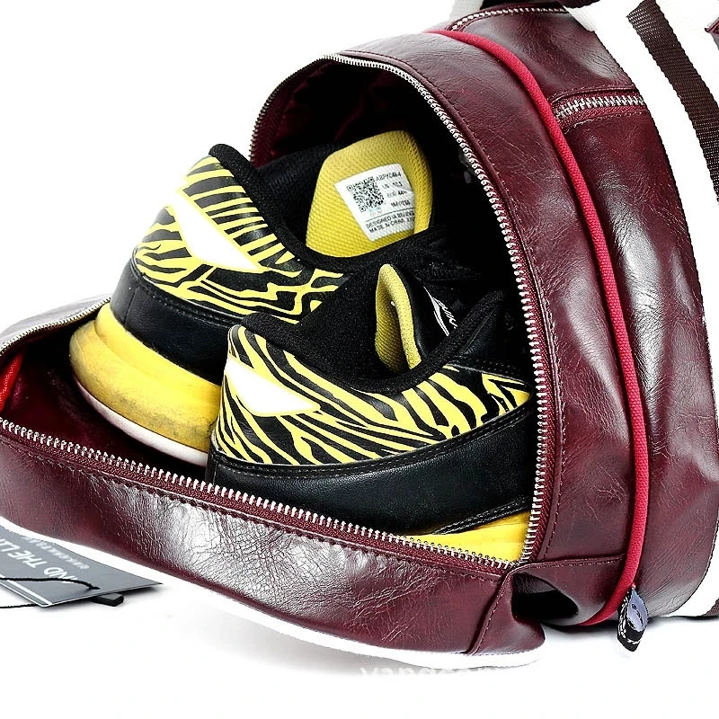 Weysfor Travel Luggage Bag with Independent Shoes Storage Women Fitness Bag PU Leather Printing Basketball Training Bag