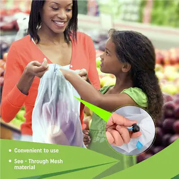 

12 Mesh Produce Bags washable Drawstring Bag Reusable Fruit and Vegetable Bags