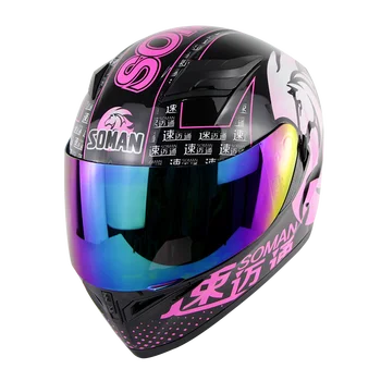

Double Lens Highway Riding Retro Full Face Motorcycle Helmet casco moto Helmets ECE Approved For Soman SM960+Multi Visor
