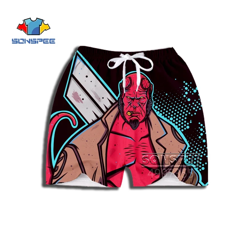 SONSPEE/забавная футболка с аниме «Hellboy» в стиле Харадзюку, толстовки, худи на застежке с 3D принтом для мальчиков и девочек, подростков, детская одежда в стиле хип-хоп, X306