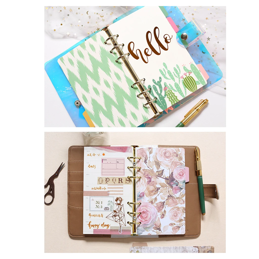 5 Pack 6 Ring Binder Dividers with Reinforced Edge, Tabs, 6 Hole Punch Section Index Dividers for Binders