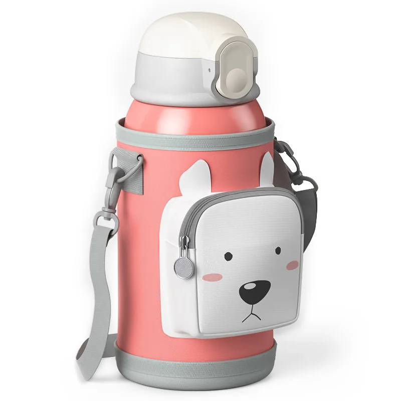 550ml Double Wall Child Thermal Bottle Outdoor Travel Cartoon Cup 316 Stainless Steel Vacuum Flask Mug with Straw Insulated