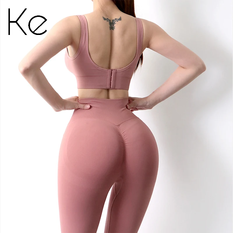 

KE Sexy buckle fitness shockproof sports underwear women's anti-sagging running gather stereotypes yoga beauty vest bra