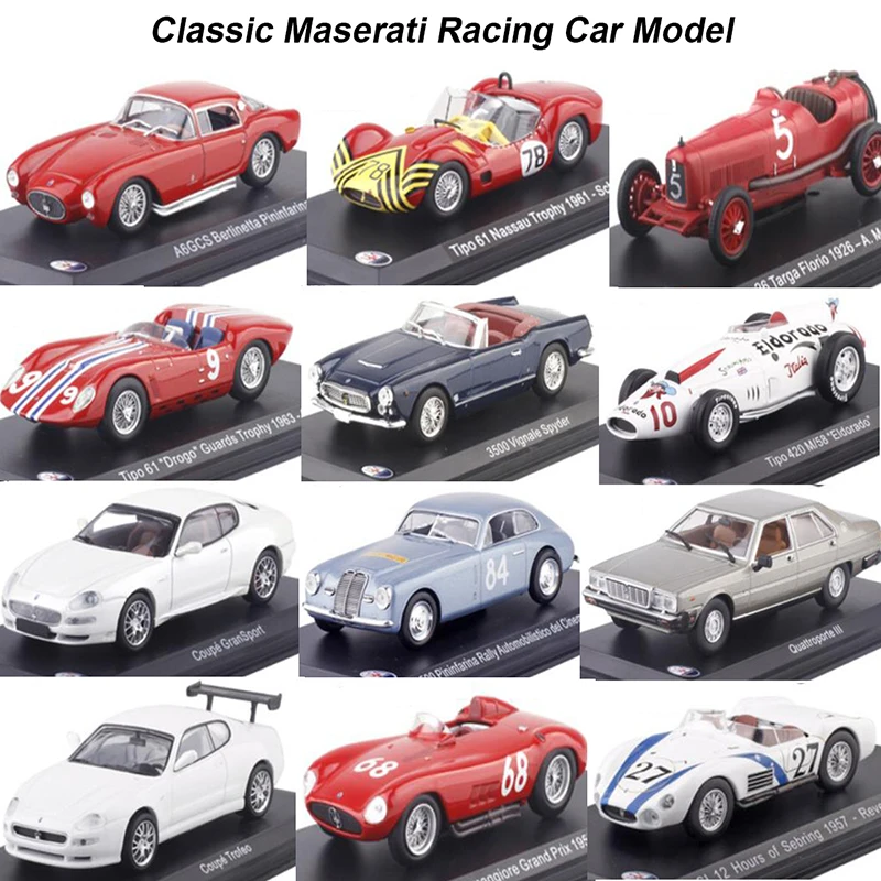  1:43 Scale Metal Alloy Classic Maseratis Racing Rally Car Model Diecast Vehicles Toys For Collectio