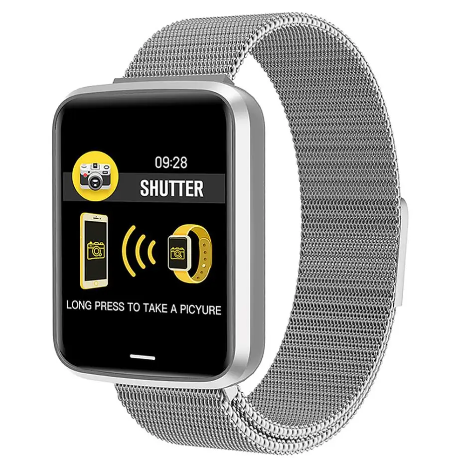 Steel strap silver Новые умные часы H19 с цветным экраном, водонепроницаемые спортивные часы с Bluetooth, здоровый пульс, монитор артериального давления, шагомер - Цвет: Steel strap silver