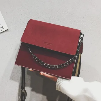 

LUYO Retro Fashion Ladies Leather Suede Handbag Chain Tote Shoulder Messenger Crossbody Bags Designer For Luxury Handbags Women