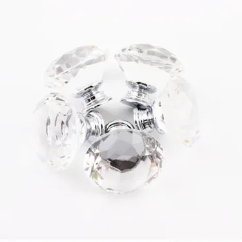 

4Pcs 40mm Clear Diamond Crystal Glass Pull Handle Cabinet Drawer Door Knobs