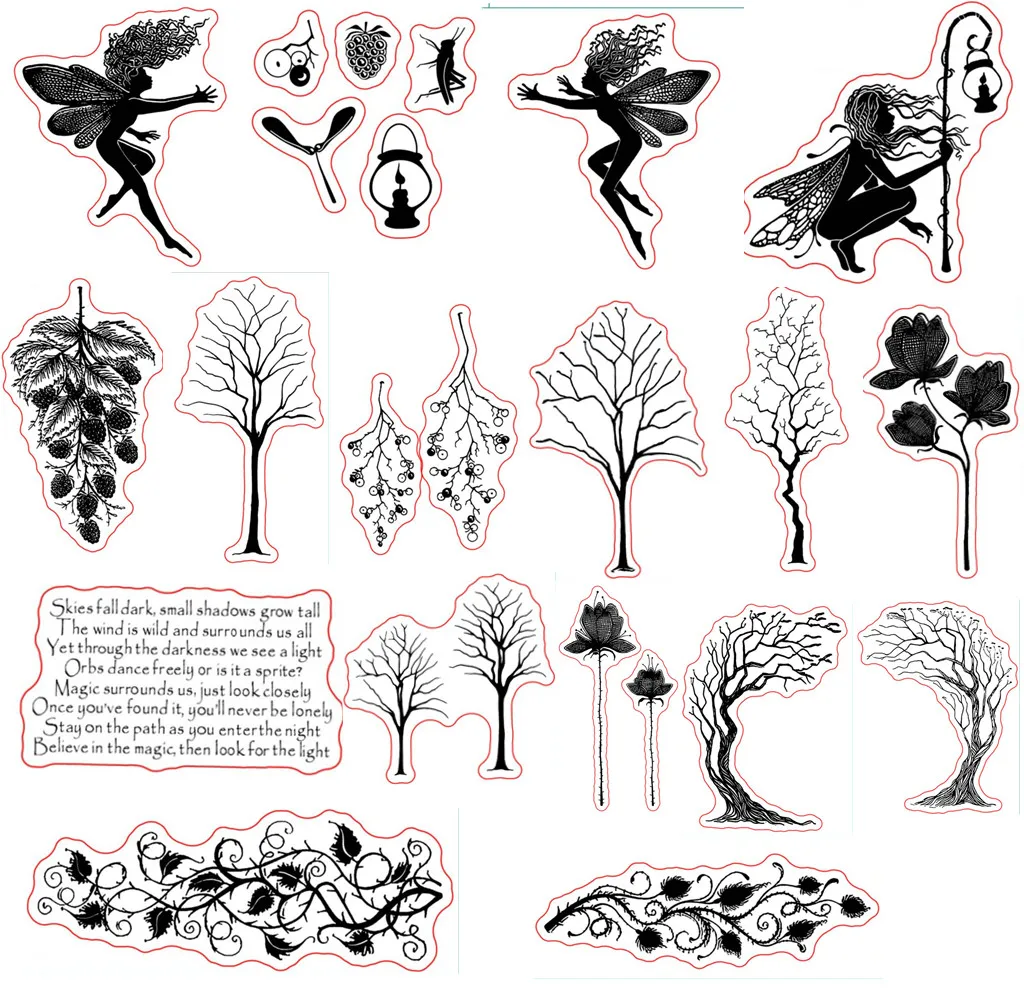 Reducido Sello transparente de árbol para álbum de recortes, hojas decorativas, A265 DolGY3amEVV