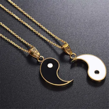 

2 Pcs Tai Chi Necklace Stainless Steel Yin Yang Pendant Puzzle Piece Necklace Birthday Jewelry Gifts For Couple Or Best Friends