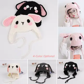 

Baby Rabbit Ears Hat Knitted Wool Bunny Cap Infant Toddler Autumn Winter Caps for Children Bunny Beanie Hats Photography Props