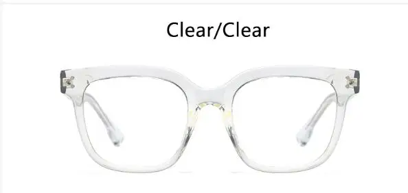 Новое поступление, большие квадратные очки, оправа для женщин, прозрачные коричневые очки с прозрачными линзами, близорукость, очки для девушек, штырьковые дужки - Цвет оправы: clear white clear