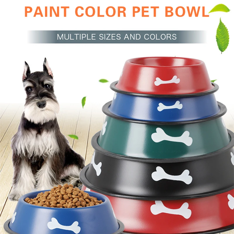 Pet Dog Bowl Stainless Steel Feeder Round Cats Food Bowls Water Drinking Bowl Non-slip Feeding Dish for Dogs Pet Supplies