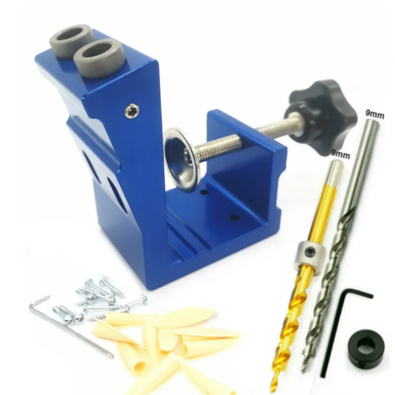 Woodworking Guide Clamp Locator Set 9mm Oblique Hole Drill Locator Wood Assembled Punchers Hole Punching Fixtures Tools