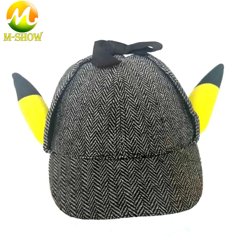 Anime Pokemon Detective Pikachu Cosplay Hat Movie Role Play Cute