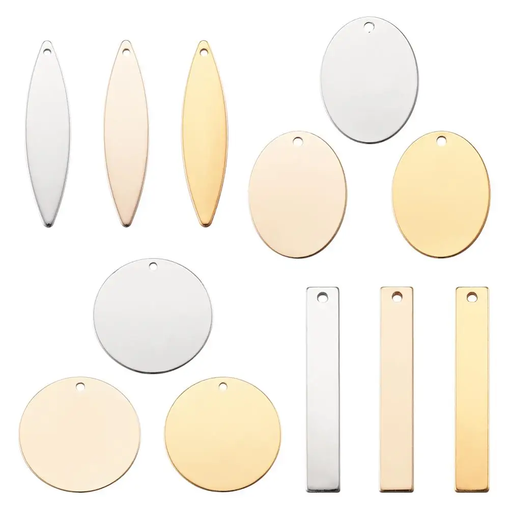 1 Set Brass Metal Charms Blank Stamping Tag Flat Round Oval Rectangle Horse Eye Findings for DIY Engraving Jewelry Making | Украшения и