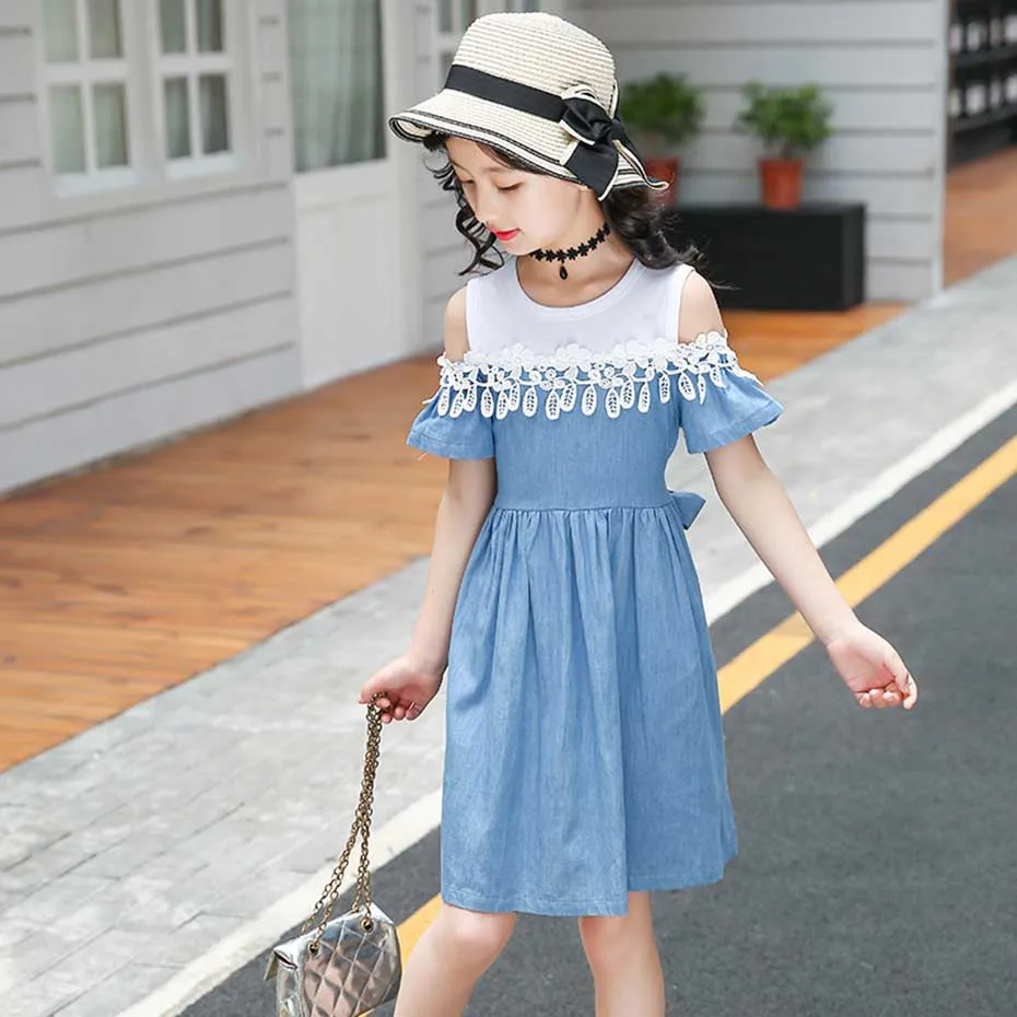 denim flower girl dress