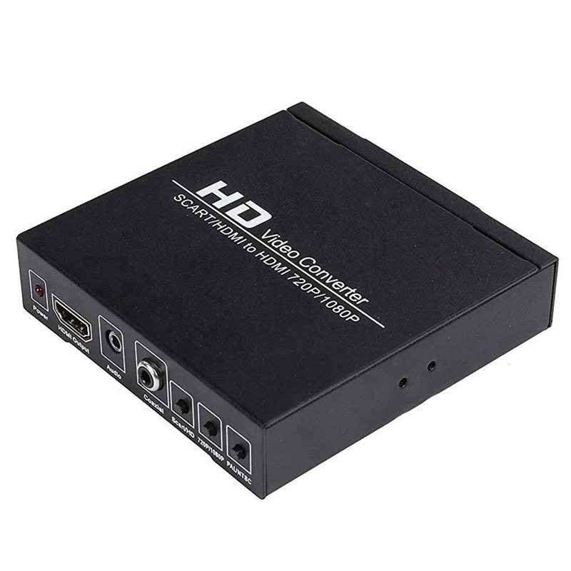 PAL/NTSC SCART и HDMI преобразователь видеосигнала HDMI Box 1080P Upscaler с 3,5 мм и коаксиальный аудио выход для игровых консолей/DVD