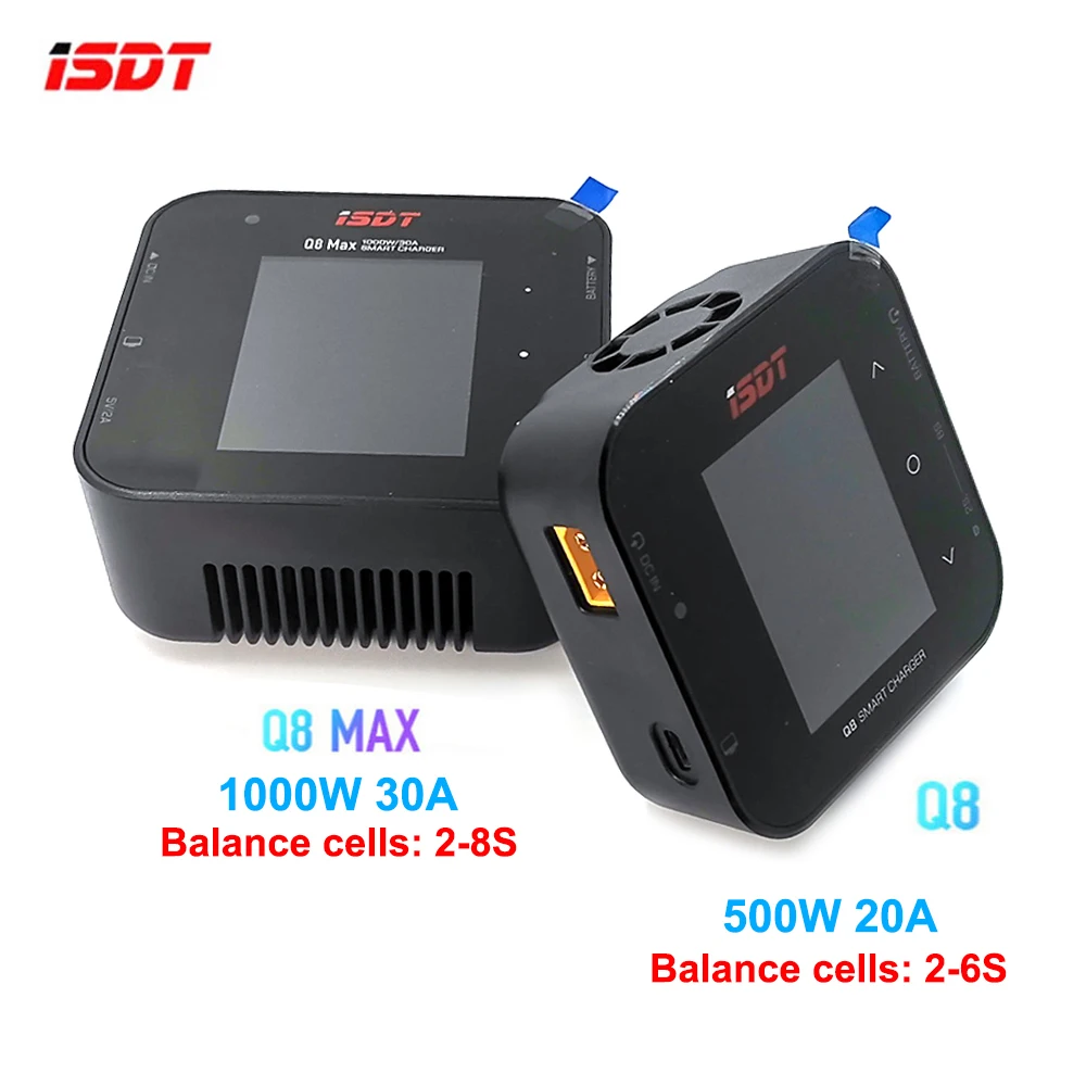 ISDT Q8 Q8 Max BattGo 500W 20A / 1000W 30A Batery Balance Charger Discharger For Battery Lilon LiPo LiHV NiMH Pb