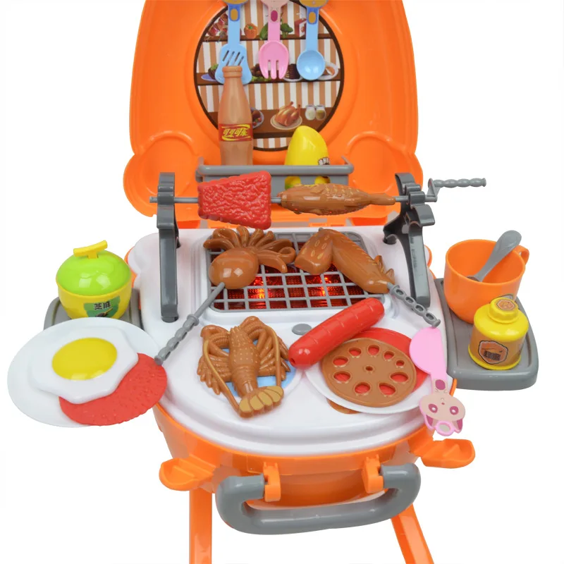 Игровой Набор для кухни, игрушечный набор, ролевые игры, пластиковая еда, барбекю, нарезка фруктов, овощей, кухонный набор для детей, игрушки для девочек