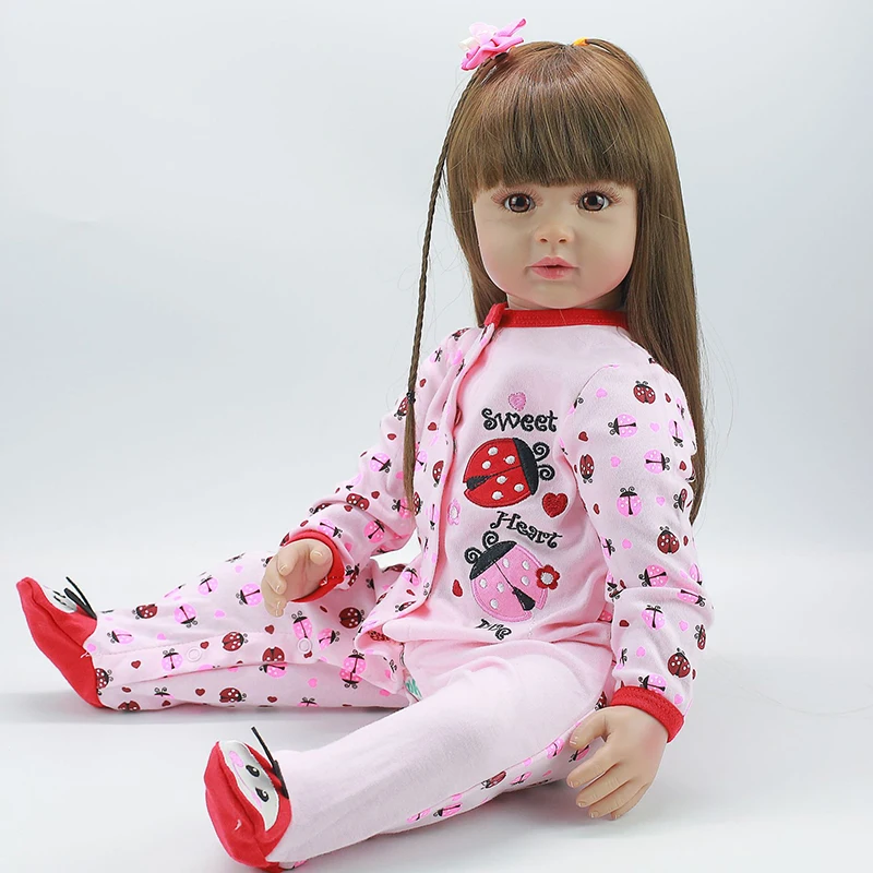 60 см Reborn Baby Doll игрушка виниловая мягкая розовая ткань тело принцесса длинные волосы живой малыш Реалистичная Детская кукла Дети ролевые игры