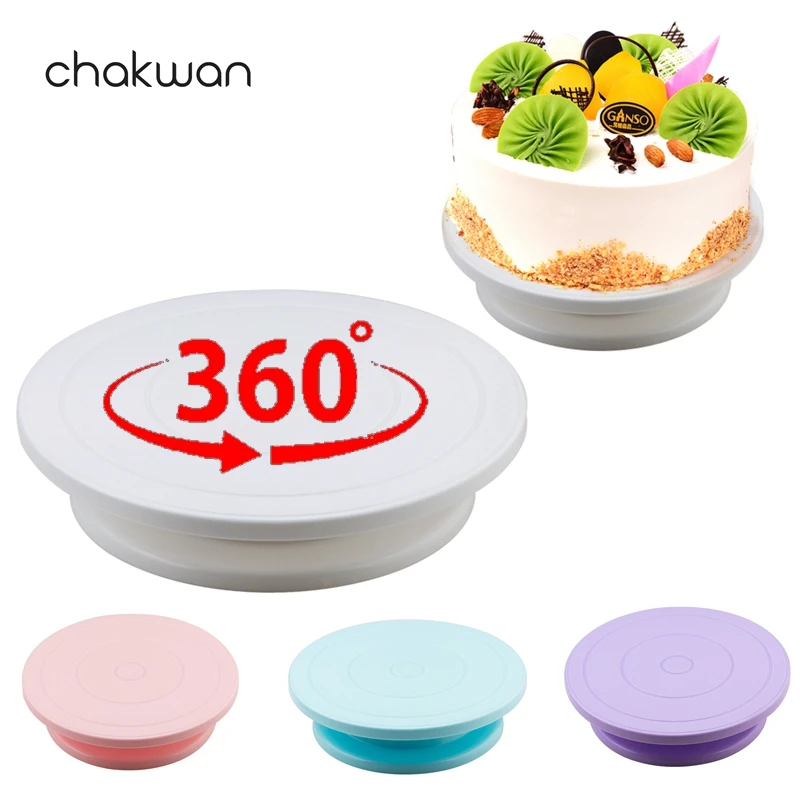 Серия пластиковых вращающихся тарелок для тортов нескользящая круглая