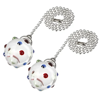 

uxcell Glass Pendant 12 inch Pull Chain for Lighting Fans Swirl Dots 2Pcs
