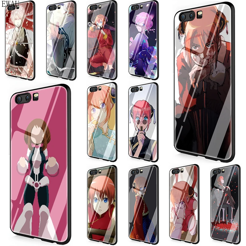 EWAU gintama kagura Gintoki чехол из закаленного стекла для телефона для huawei P10 P20 P30 mate 20 Lite pro P Smart Y6 Y9 Honor 8X9 10