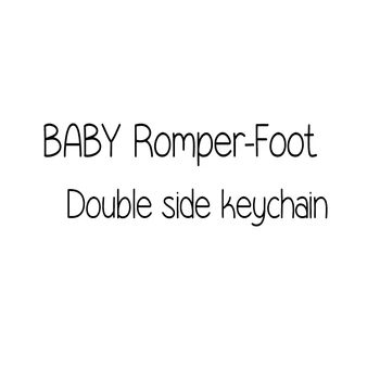 

Double side engraved Keychain Baby stats Newborn Feet Stamped souvenir Baby Romper keyring