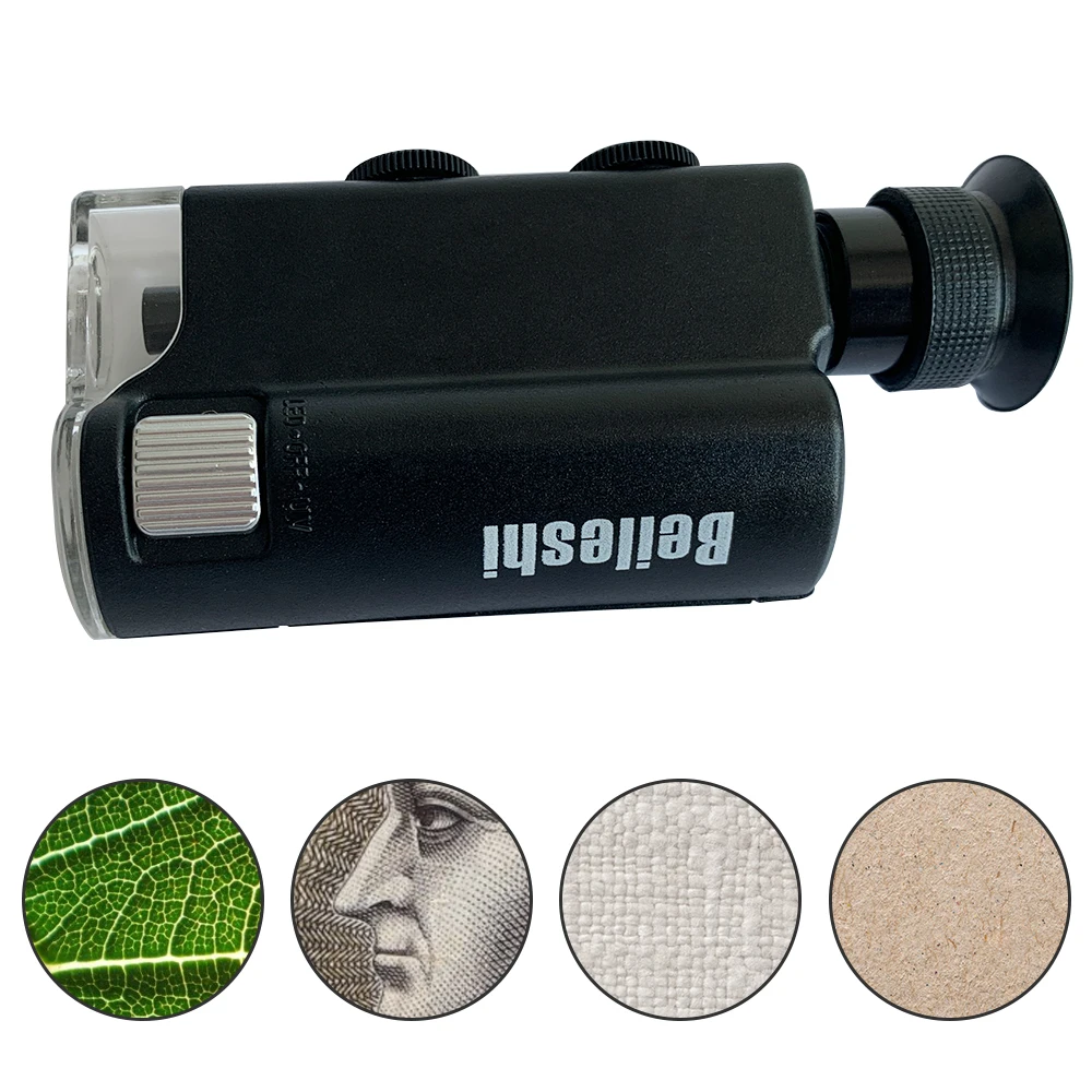 

60X - 100x Zoom LED Clip-Type Loupe Microscope Jewelry Magnifier Jewelry Loupe Magnifier Micro Lens for Universal Mobile Phones