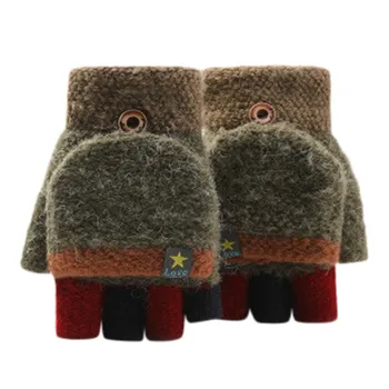 

Children Knit Gloves Winter Antifreeze Writing Work Warm Half Finger Gloves Handschoenen Winter Gloves Перчатки Женские #YL5