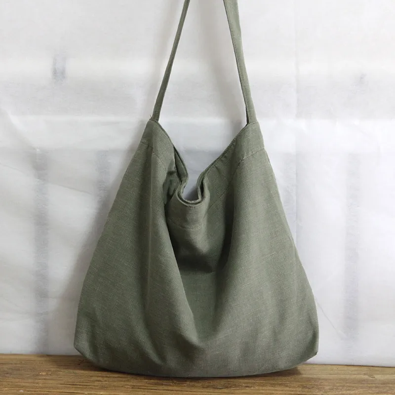 

Oversize Environmental Linen Slouch Bag Women Casual Big Capacity Reusable Soft Crossbody Bag Female Wide Strap Shoulder Bag
