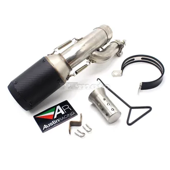 

Motorcycle carbon fiber Austin racing exhaust muffler pipe and middle pipe with DB killer spring hook for S1000RR 2017 2018 year