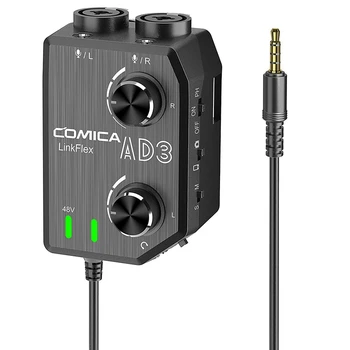 

Comica LINKFLEX.AD3 Microphone Audio Preamp/Mixer 2-Channels XLR/3.5mm/6.35mm-3.5mm, 48V Phantom Power & Real Time Monitor, Univ
