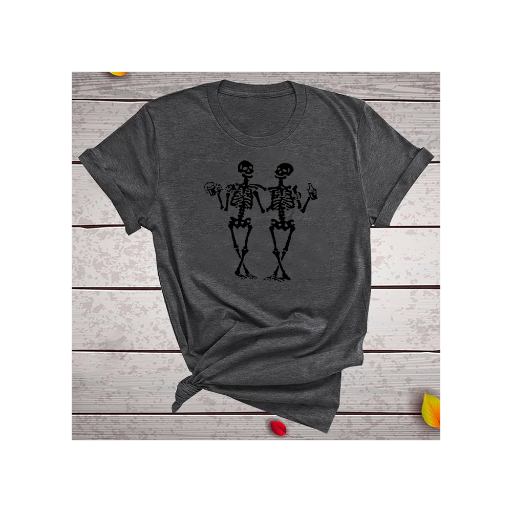 Dark Gray-2 Женские модные футболки с графическим рисунком, женские повседневные летние футболки и топы из полиэстера, черные футболки Harajuku с черепом и надписью «Sister Drink Bear Kawaii» - Цвет: Dark Gray-2