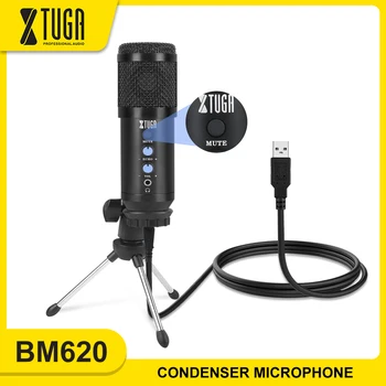 

XTUGA USB Condenser Microphone Podcast Condenser Mic Built-in Mute Knob&Zero-Latency Monitor for Gaming,Recording,Live Streaming